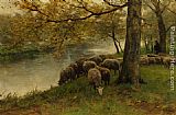 Sheep Watering by a River by Anton Mauve